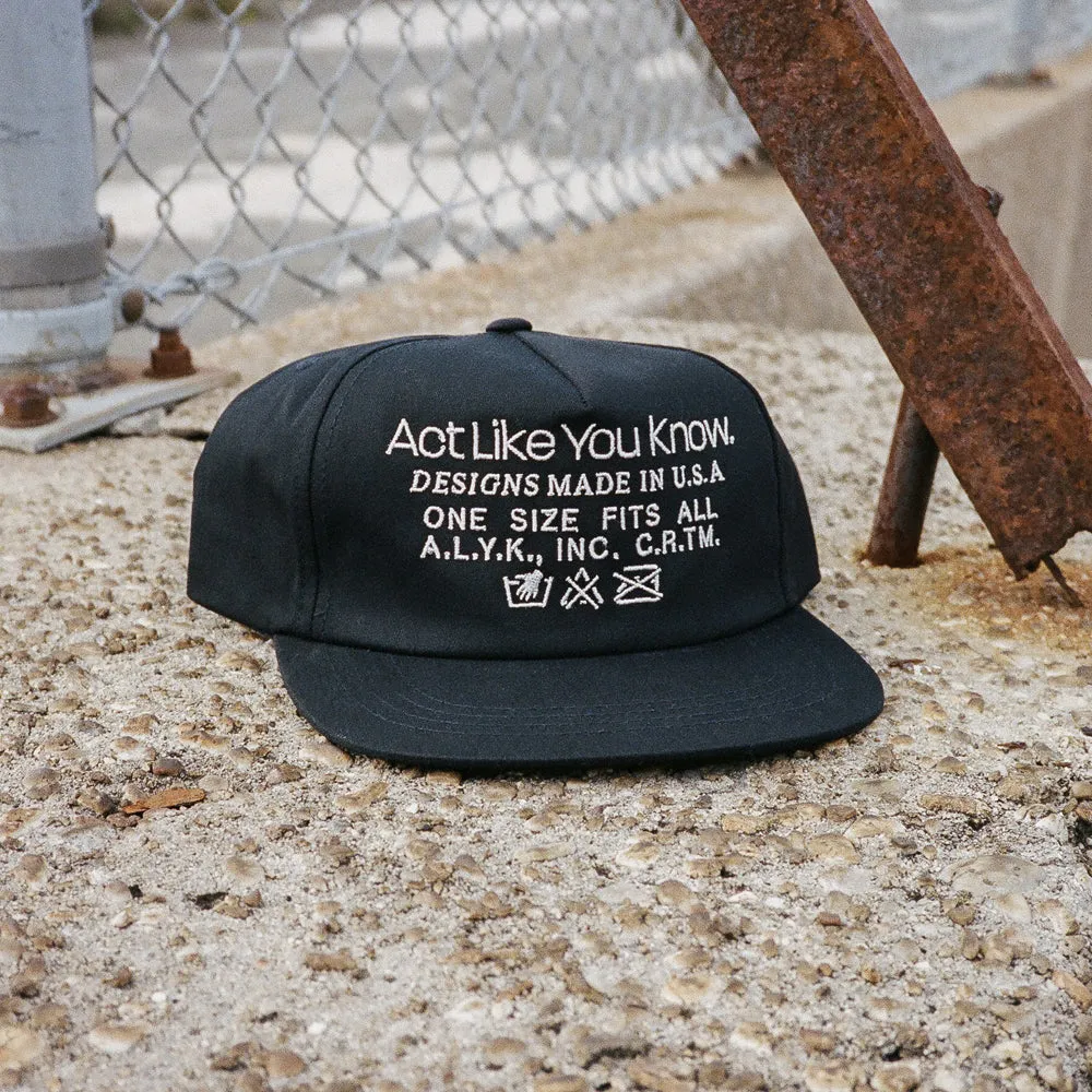 Act Like You Know / Instructions 5 Panel - Black