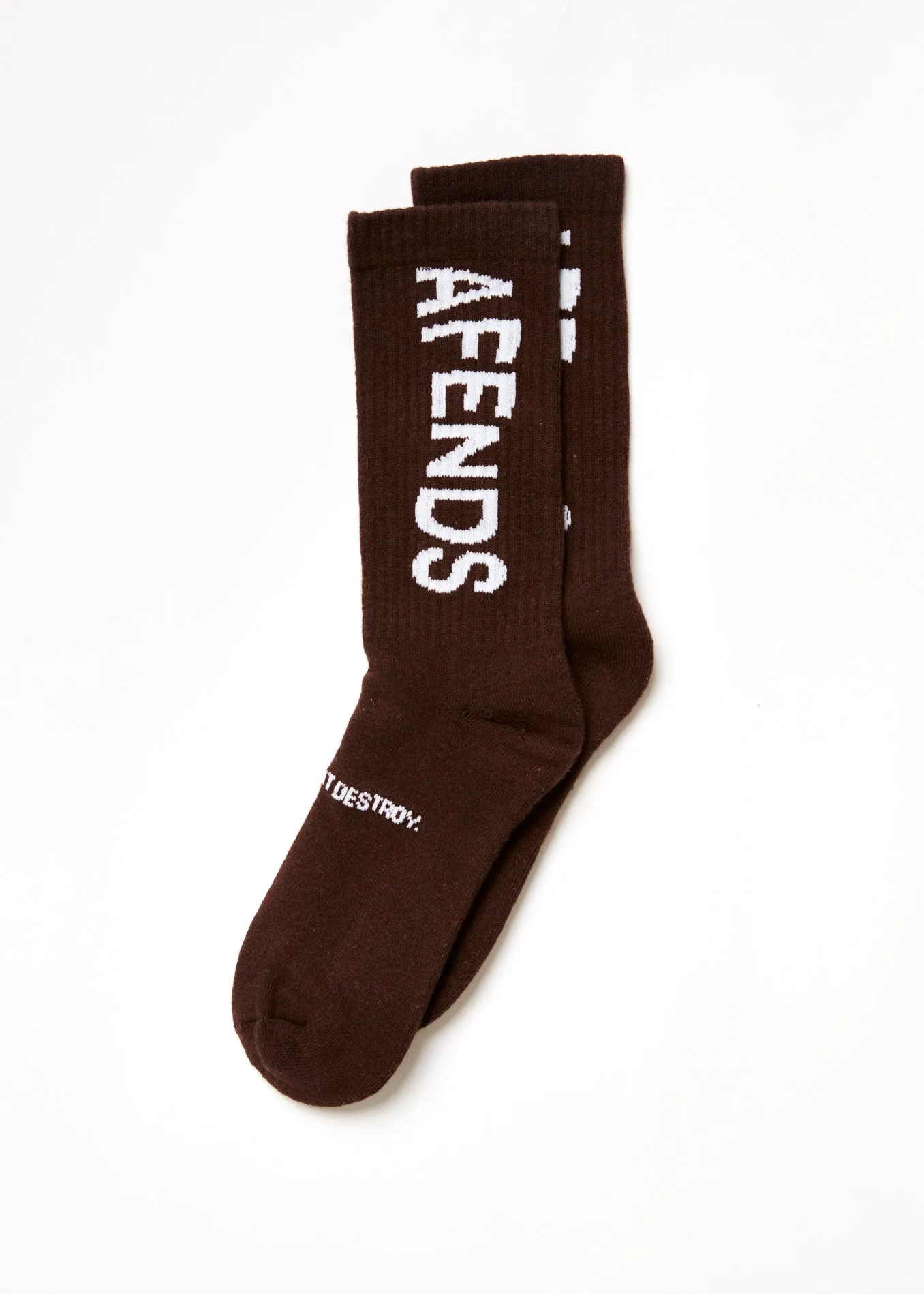 AFENDS Unisex Spaced Out - Crew Socks - Coffee