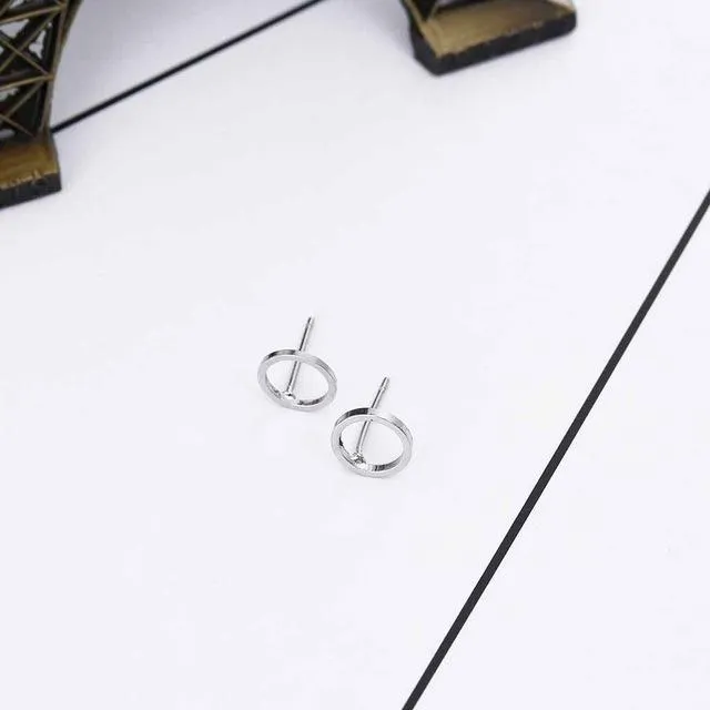 Best selling NEW Women Fashion Simple Gold Silver Stud Earring Retro Circle Earring Jewelry