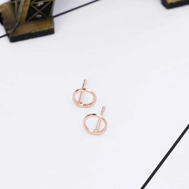 Best selling NEW Women Fashion Simple Gold Silver Stud Earring Retro Circle Earring Jewelry
