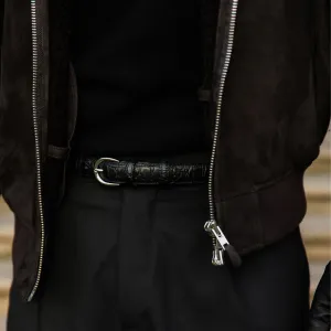 Black Croc Embossed Leather belt