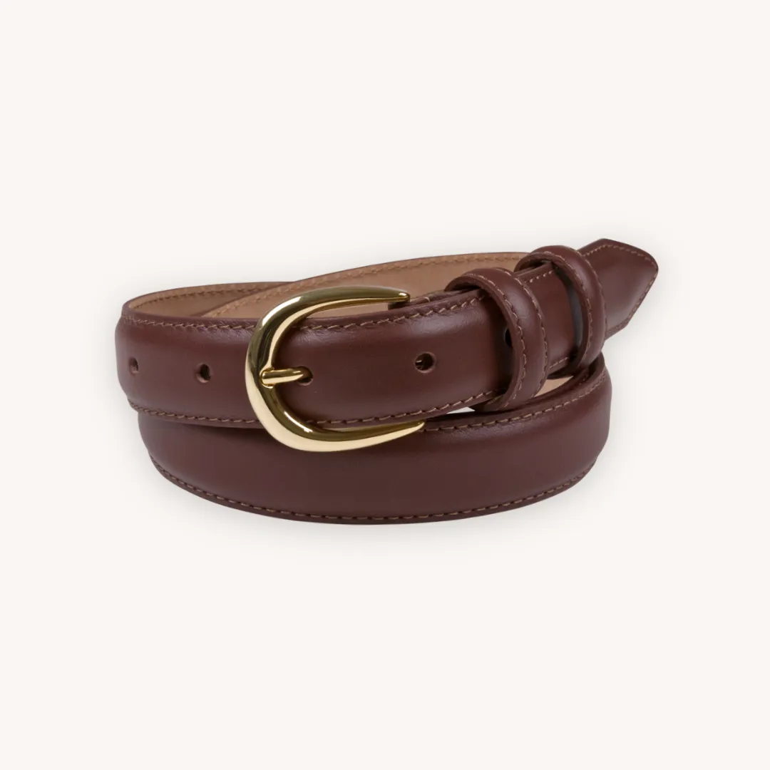 Brown Gold Leather Belt