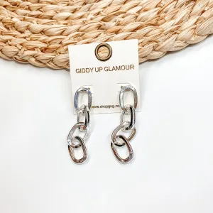 Chain Linked Drop Earrings in Silver Tone
