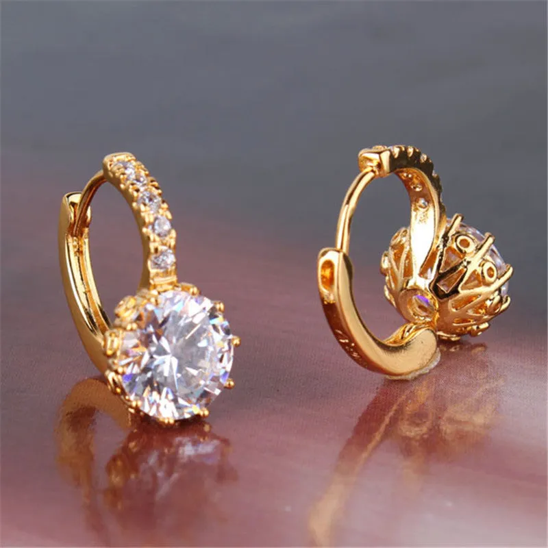 Earring Women Gold Plated Hoop Earrings Zirconia Attractive Jewelry for Women Brinco