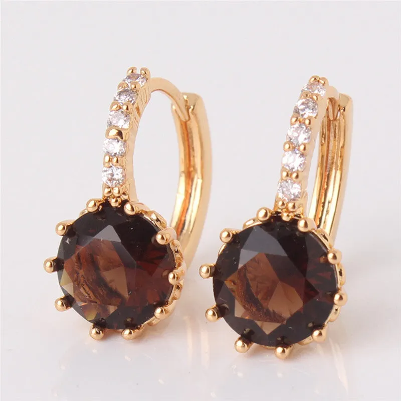 Earring Women Gold Plated Hoop Earrings Zirconia Attractive Jewelry for Women Brinco