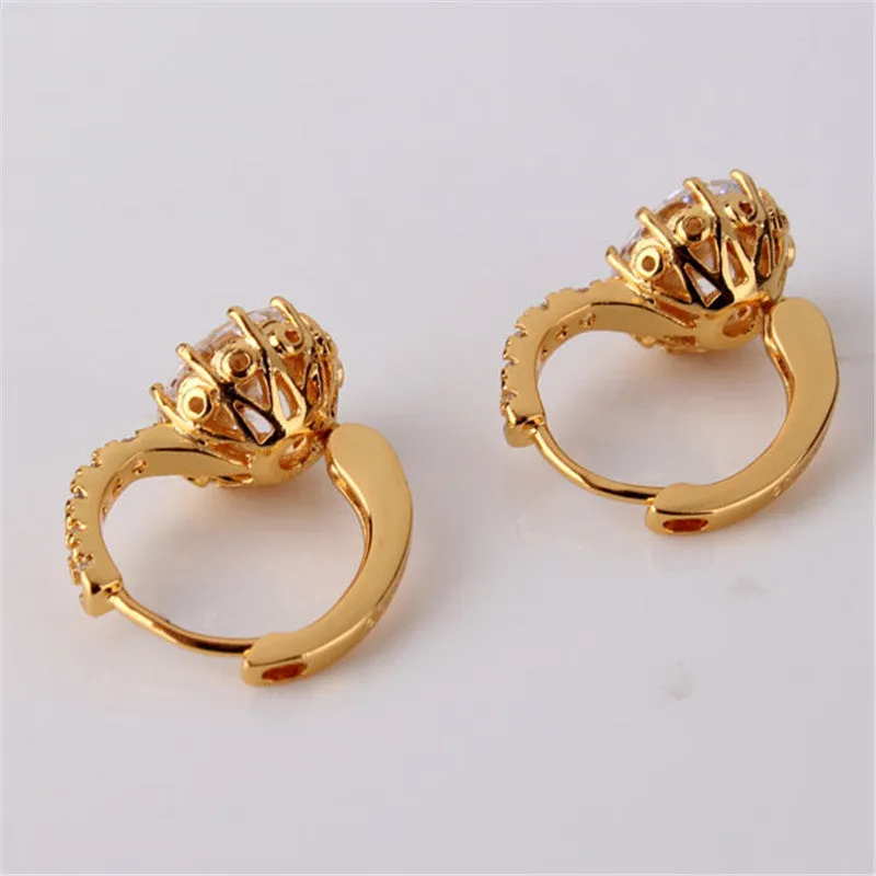 Earring Women Gold Plated Hoop Earrings Zirconia Attractive Jewelry for Women Brinco