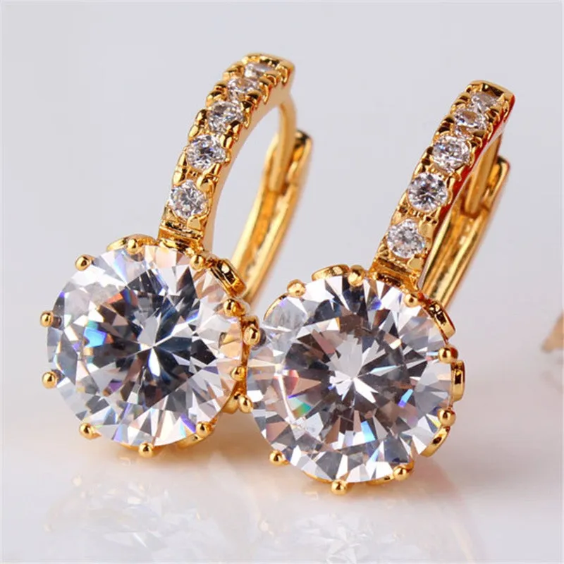 Earring Women Gold Plated Hoop Earrings Zirconia Attractive Jewelry for Women Brinco