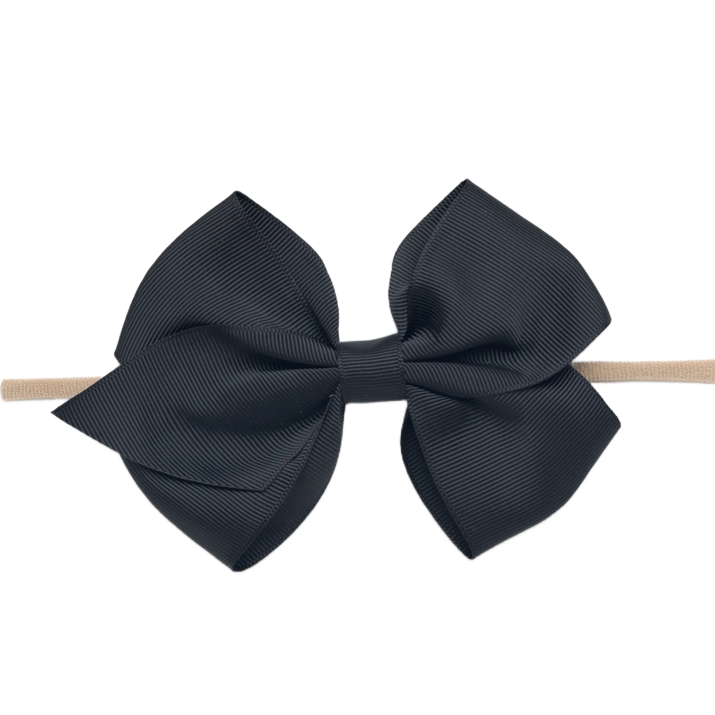 Ella Grosgrain Bow Nylon Headband - Black