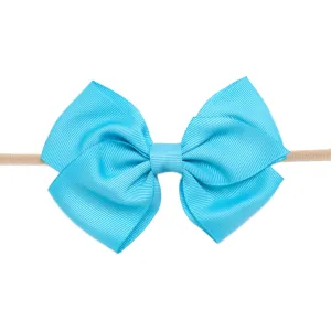 Ella Grosgrain Bow Nylon Headband - Blue
