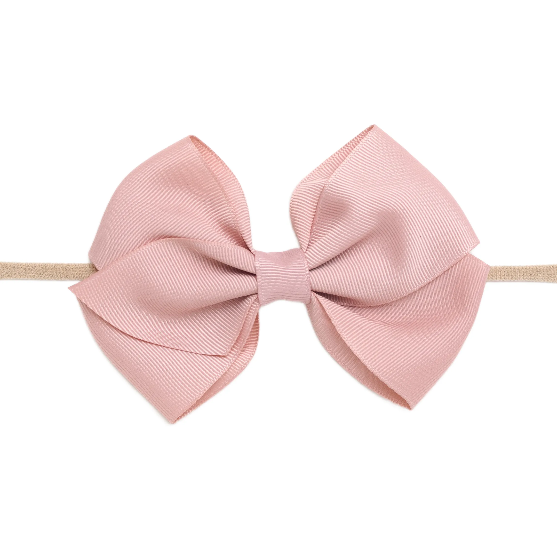 Ella Grosgrain Bow Nylon Headband - Blush