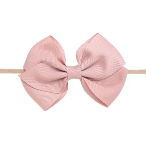 Ella Grosgrain Bow Nylon Headband - Blush