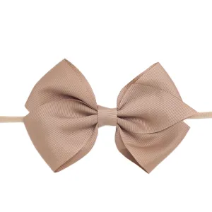 Ella Grosgrain Bow Nylon Headband - Natural
