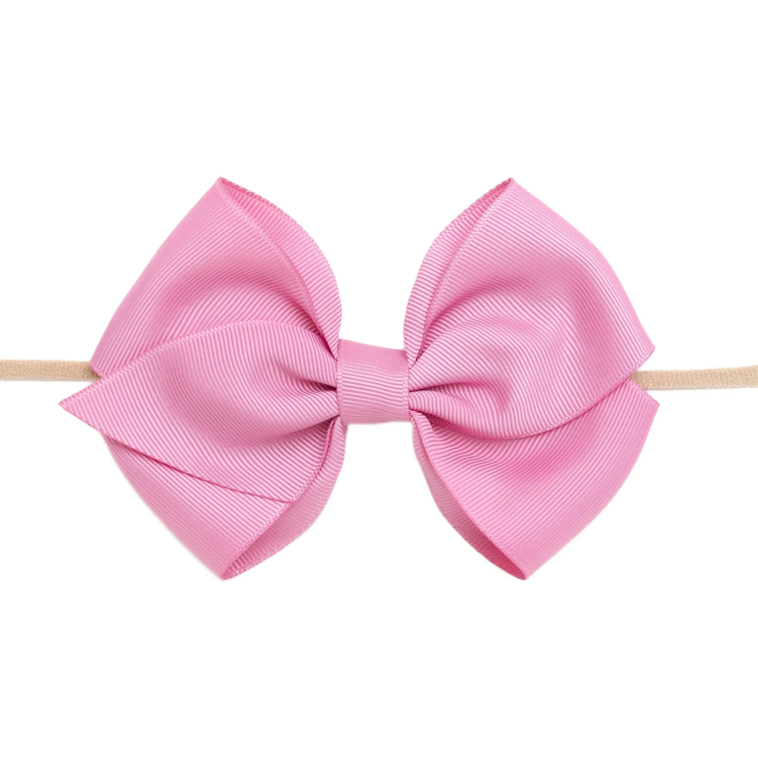 Ella Grosgrain Bow Nylon Headband - Rose