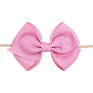 Ella Grosgrain Bow Nylon Headband - Rose