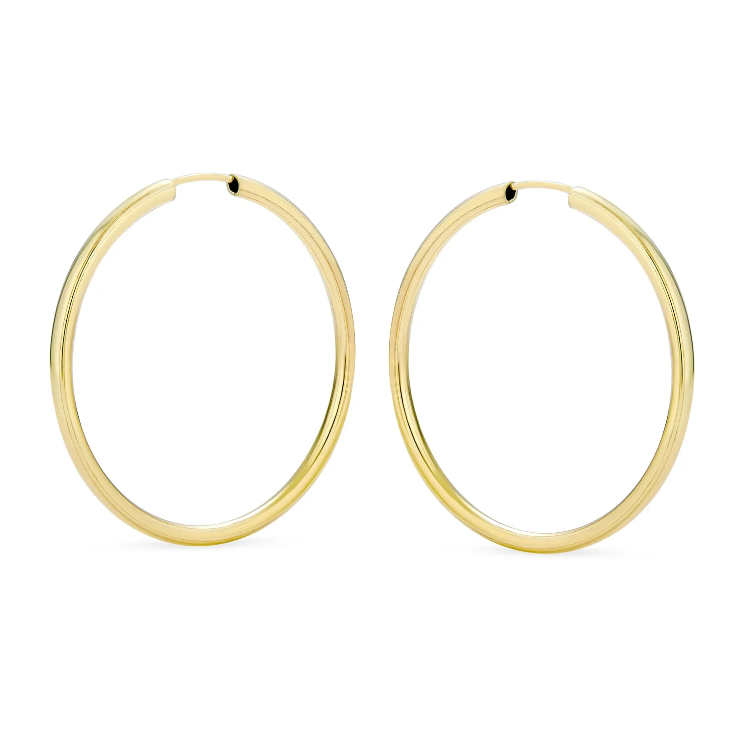 Endless Continuous 3MM Thin Hoop Earrings Gold Plated 1.5 2,2.5 2.75 "