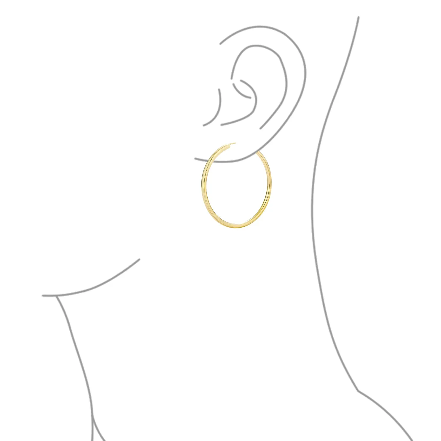 Endless Continuous 3MM Thin Hoop Earrings Gold Plated 1.5 2,2.5 2.75 "