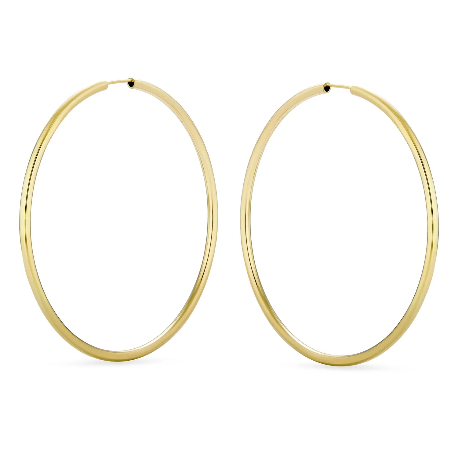Endless Continuous 3MM Thin Hoop Earrings Gold Plated 1.5 2,2.5 2.75 "