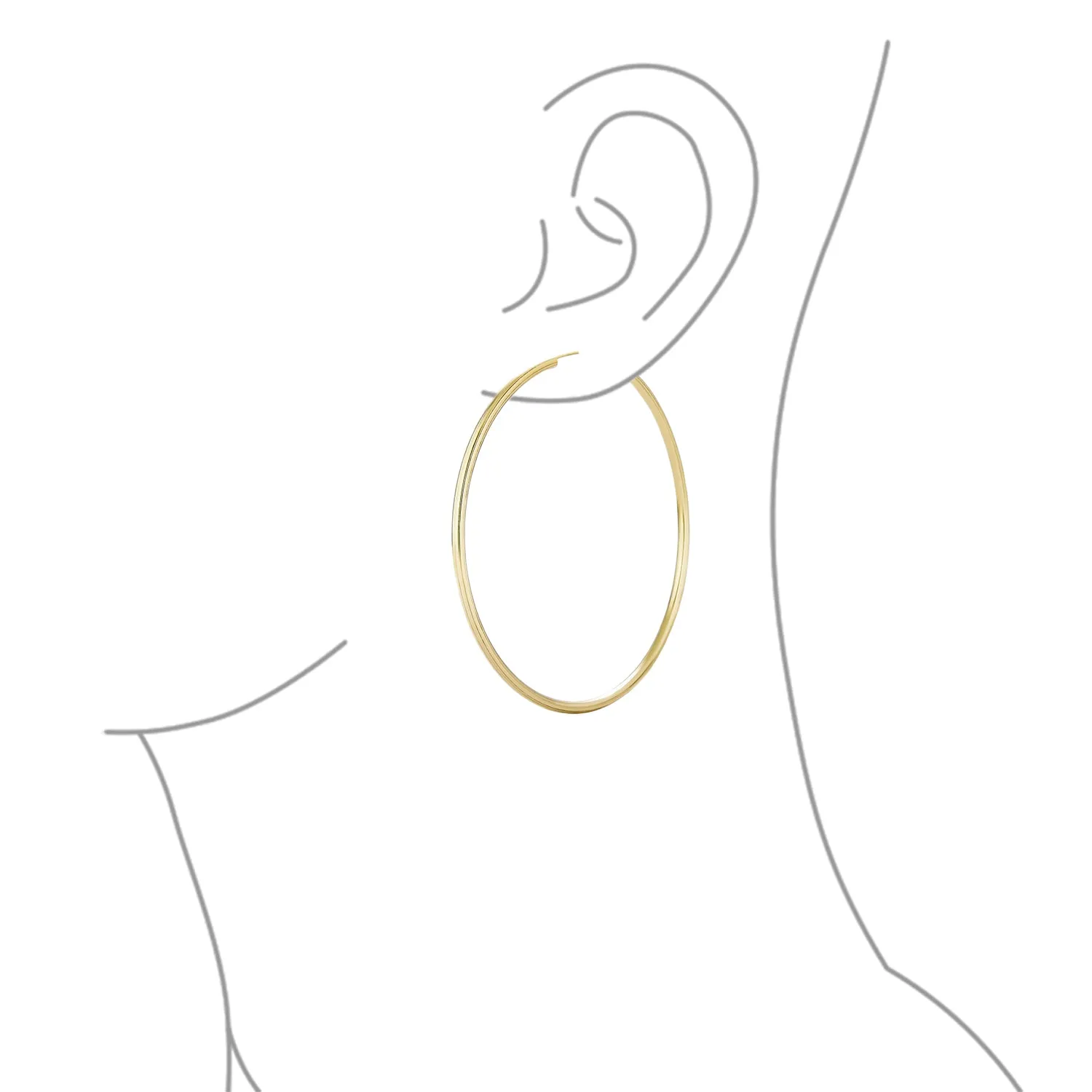 Endless Continuous 3MM Thin Hoop Earrings Gold Plated 1.5 2,2.5 2.75 "