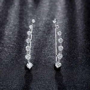 Four Prong Setting CZ Crystal White / Rose Gold Plated Dipper Hook Stud Earrings Jewelry for Women Boucle D'oreille