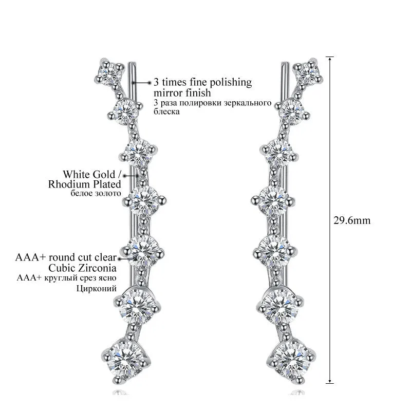 Four Prong Setting CZ Crystal White / Rose Gold Plated Dipper Hook Stud Earrings Jewelry for Women Boucle D'oreille