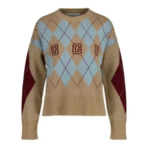 GANT Argyle Crew Neck In Dark Khaki 2142