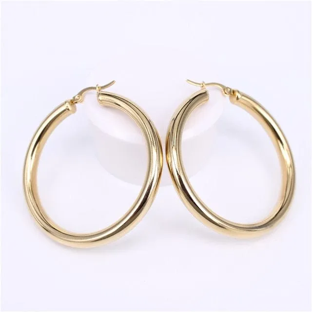 Gold Round Hoop Earrings
