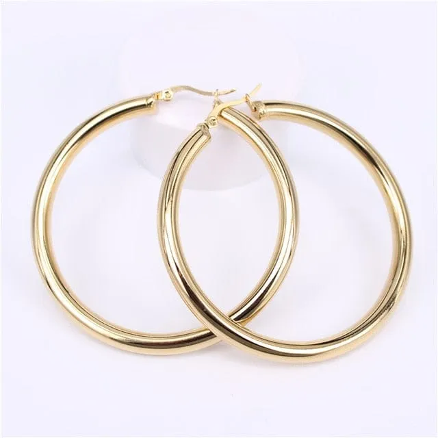 Gold Round Hoop Earrings
