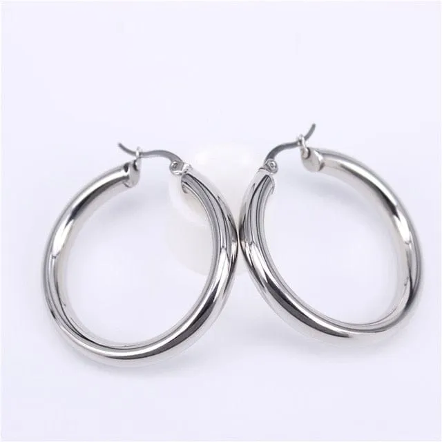Gold Round Hoop Earrings