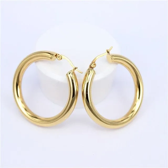 Gold Round Hoop Earrings