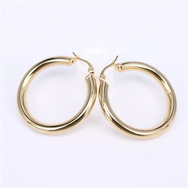 Gold Round Hoop Earrings
