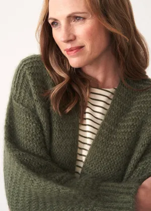 MINA CHUNKY KNIT CARDIGAN  - KHAKI