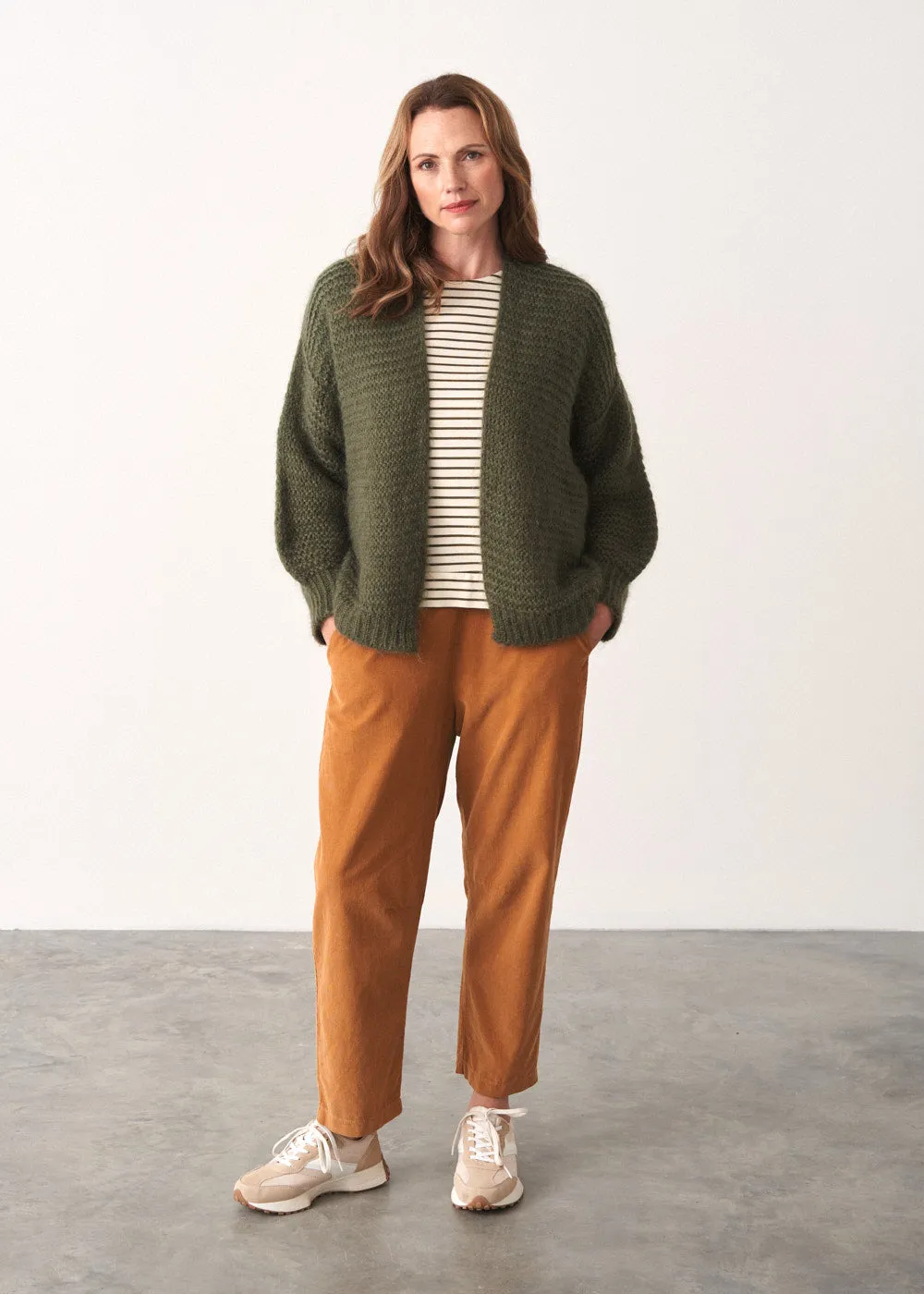 MINA CHUNKY KNIT CARDIGAN  - KHAKI