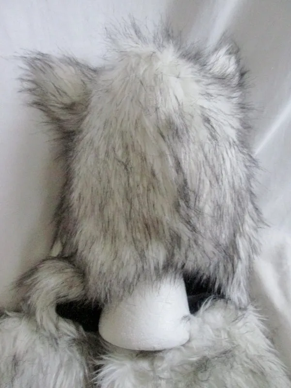 Set FUZZY BEAR MAMMOTH HAT Leg Warmers Play Costume Halloween Disguise Fun Party Plush