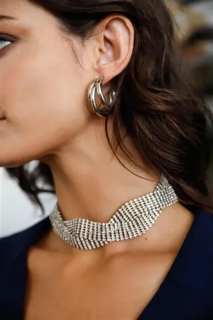 Silver Massive Triple Hoop Earrings /3 Pairs