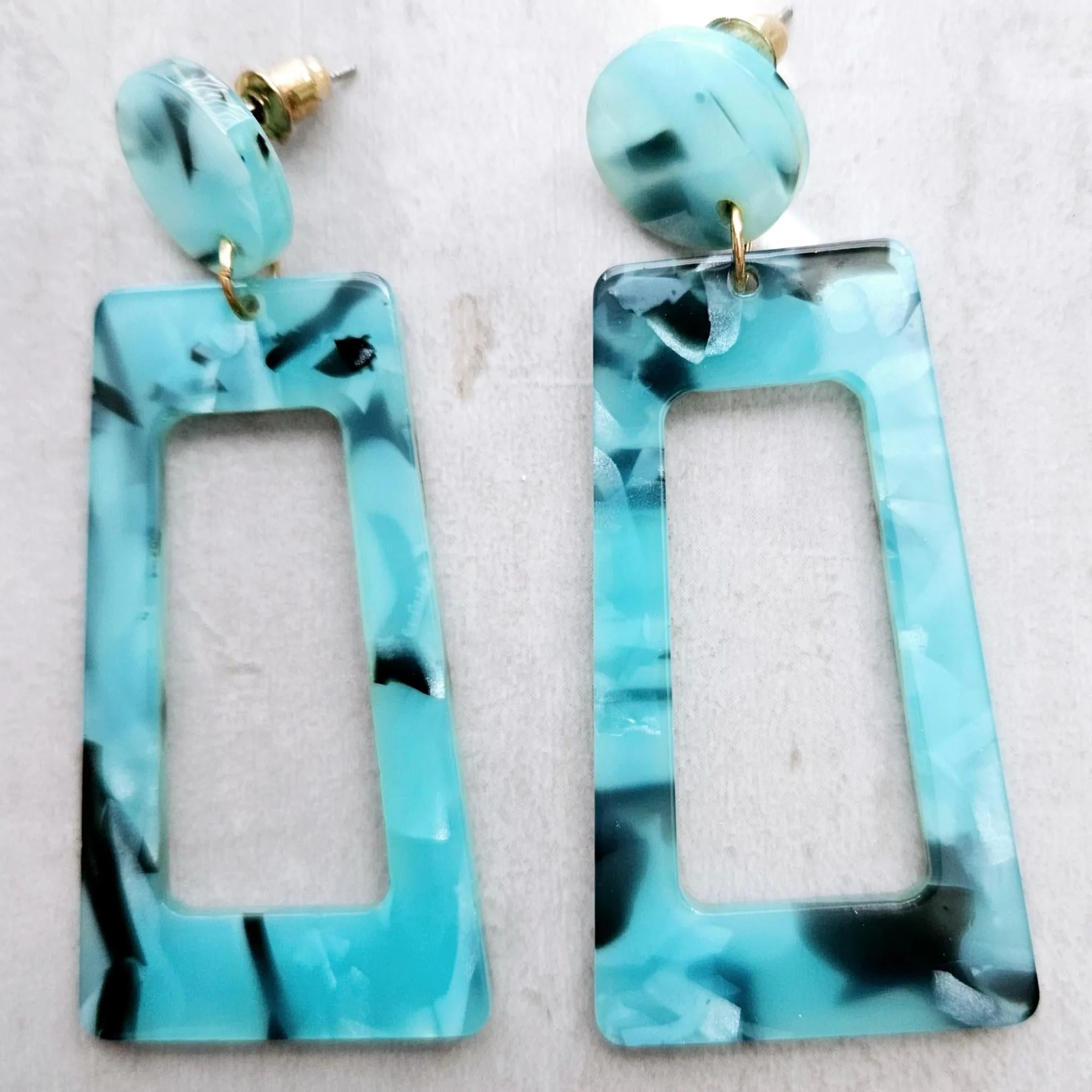 Trendy Square Tortoiseshell Drop Earrings